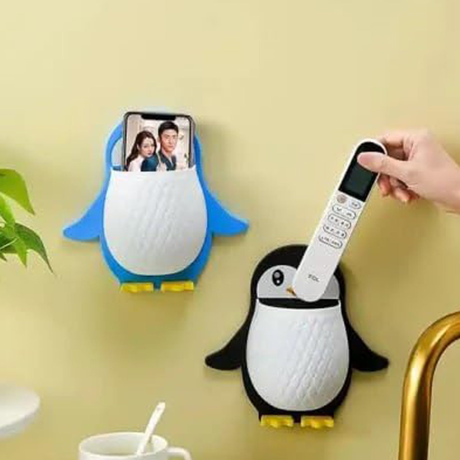 Penguin Storage Box, Adhesive Remote Case, Electric Toothbrushes Holder, Universal Controller Holder, Wall Nightstand, Office Plastic Wall Mount Penguin Storage Box, Adhesive Remote Case, Electric Toothbrushes Holder, Universal Controller Holder, Wall Nightstand, Office Plastic Wall Mount